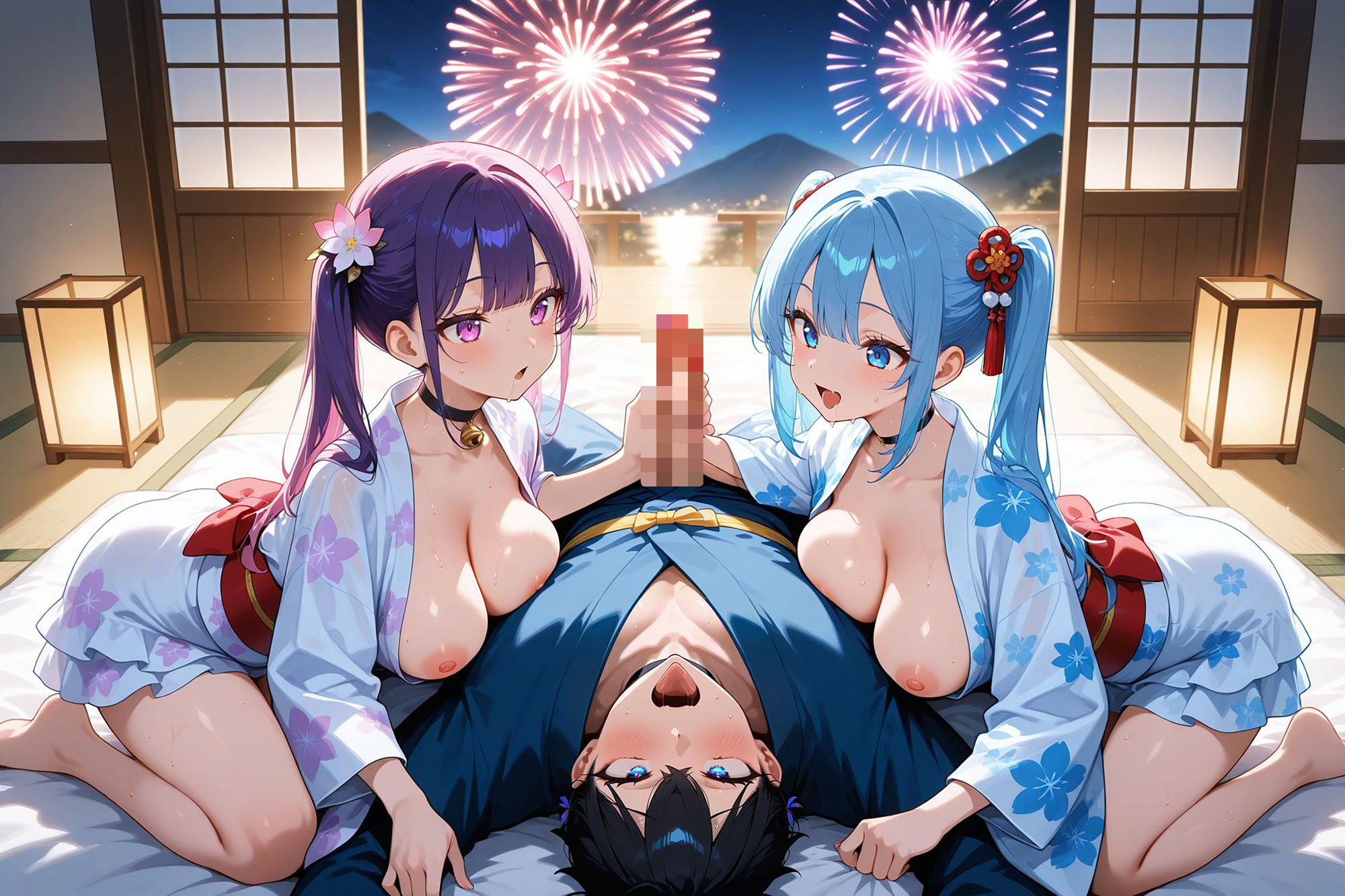 サンプル画像5:爆乳ギャルと中出し性生活！花火大会編  vol.2〜爆乳浴衣ギャルたちの性夜祭〜 ［CG500枚］［4Kイラスト］(dreams) [d_600743]