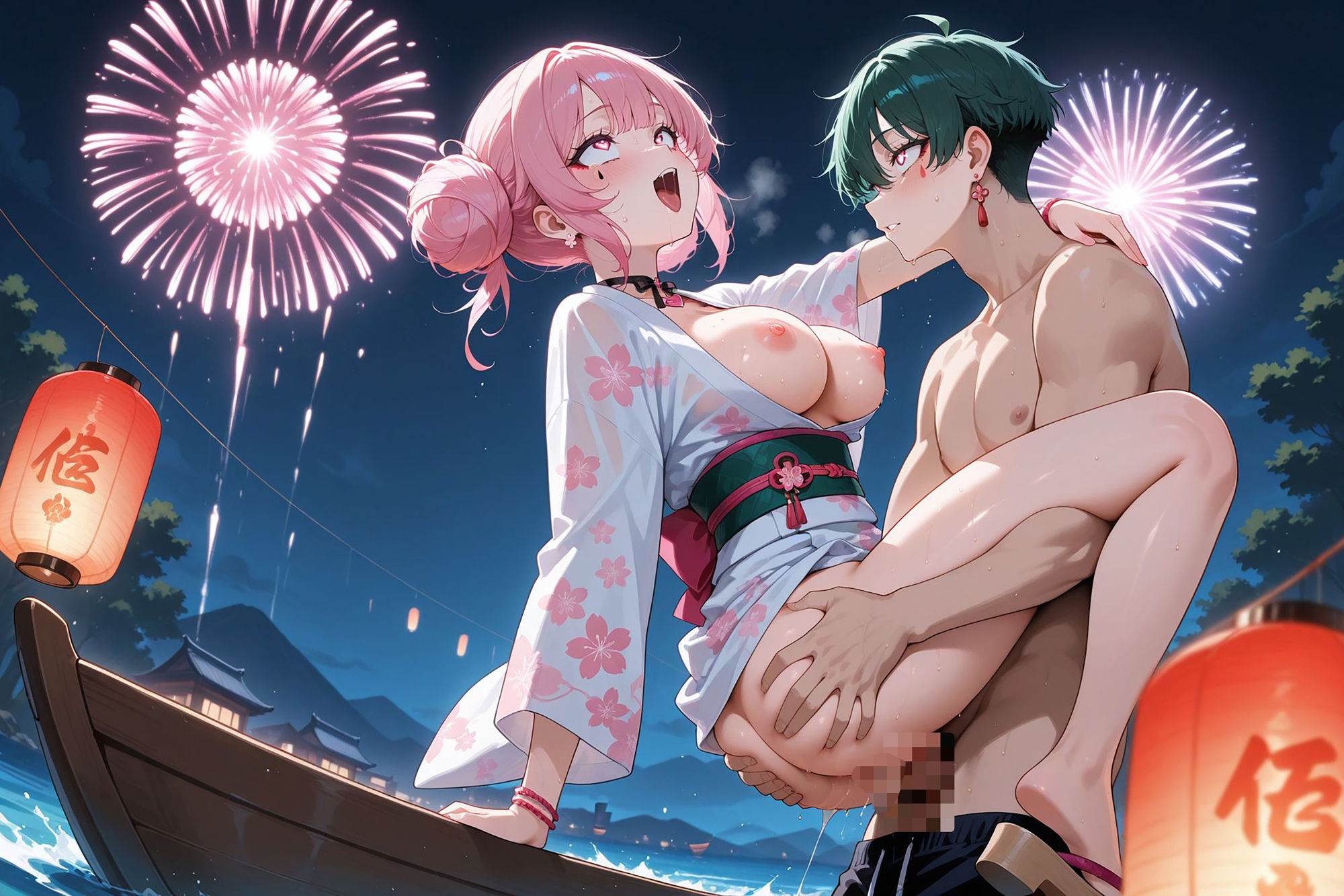 爆乳ギャルと中出し性生活！花火大会編  vol.2〜爆乳浴衣ギャルたちの性夜祭〜 ［CG500枚］［4Kイラスト］ 画像9