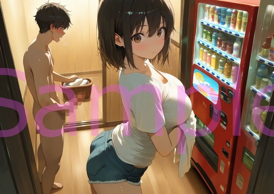 【CFNM】薄着で男風呂を掃除するムッツリ女子大生は無防備な男に興味が止まらない1 画像2