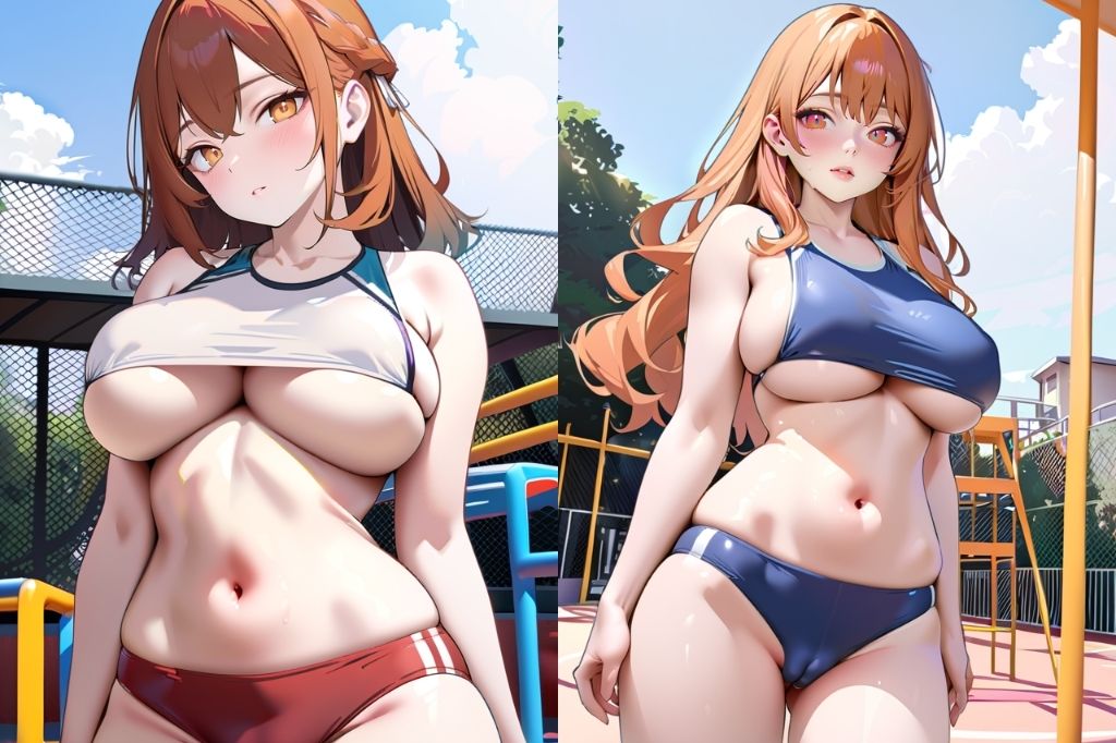 ブルマで下乳も見えてるどエロい体操服 画像2