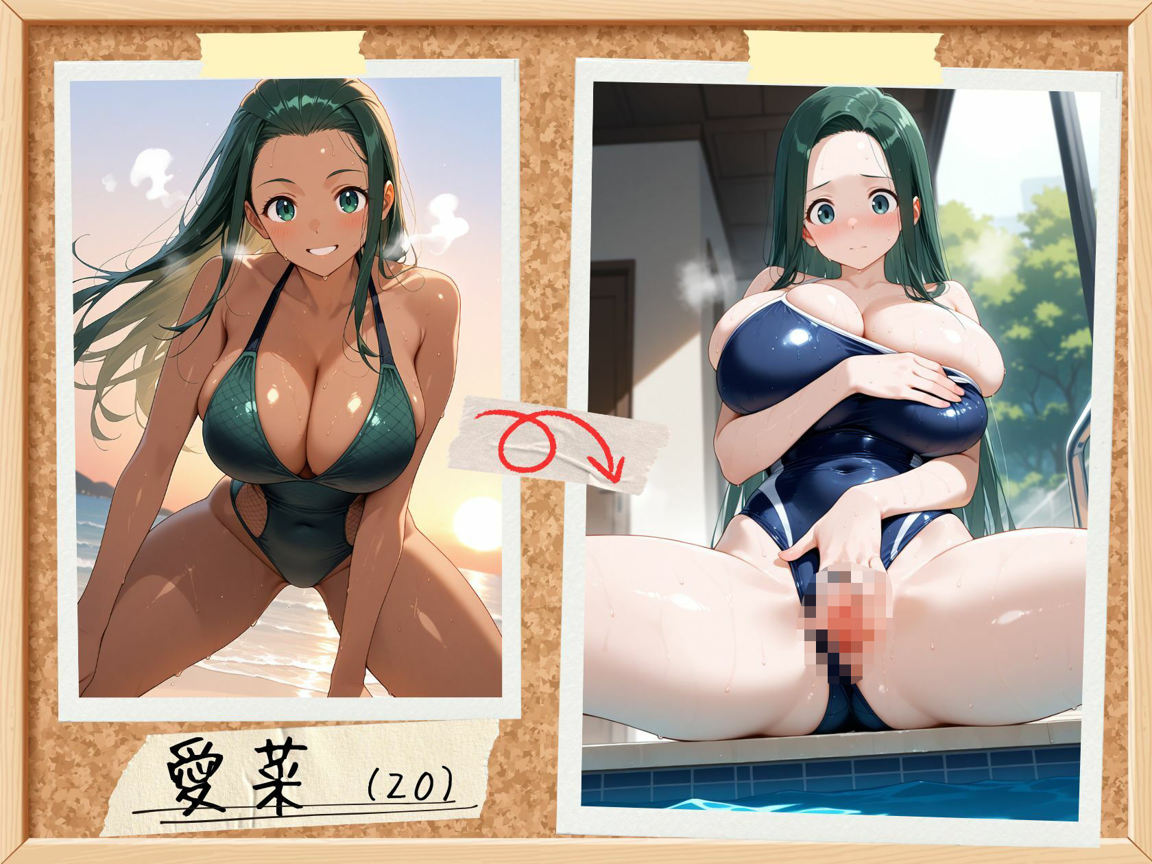 爆乳黒ギャルの白ギャル変身!水着&スク水 画像5