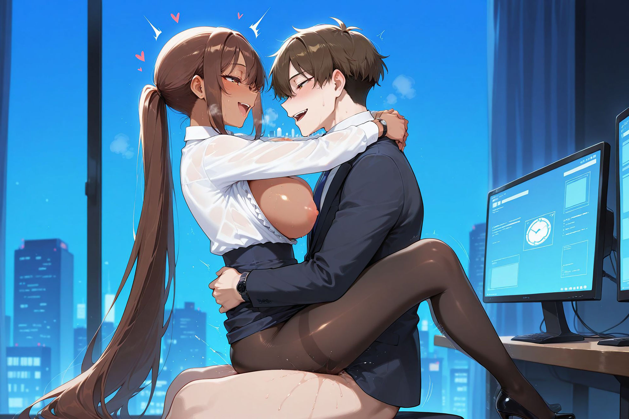 サンプル画像6:爆乳ギャルと中出し性生活！黒ギャルOL編  vol.1〜仕事の合間に社内で感じる濃厚中出し〜 ［CG421枚］［4Kイラスト］(dreams) [d_601295]