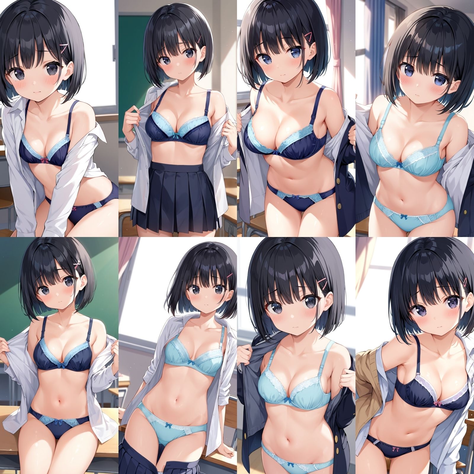 サンプル画像1:教室で脱ぎだす同級生-ボブ編-【500枚】(女子高生) [d_601329]