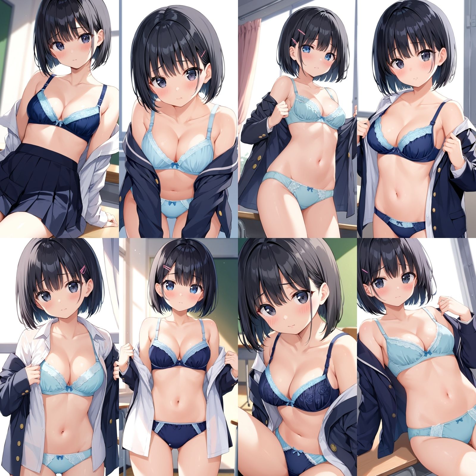 サンプル画像2:教室で脱ぎだす同級生-ボブ編-【500枚】(女子高生) [d_601329]