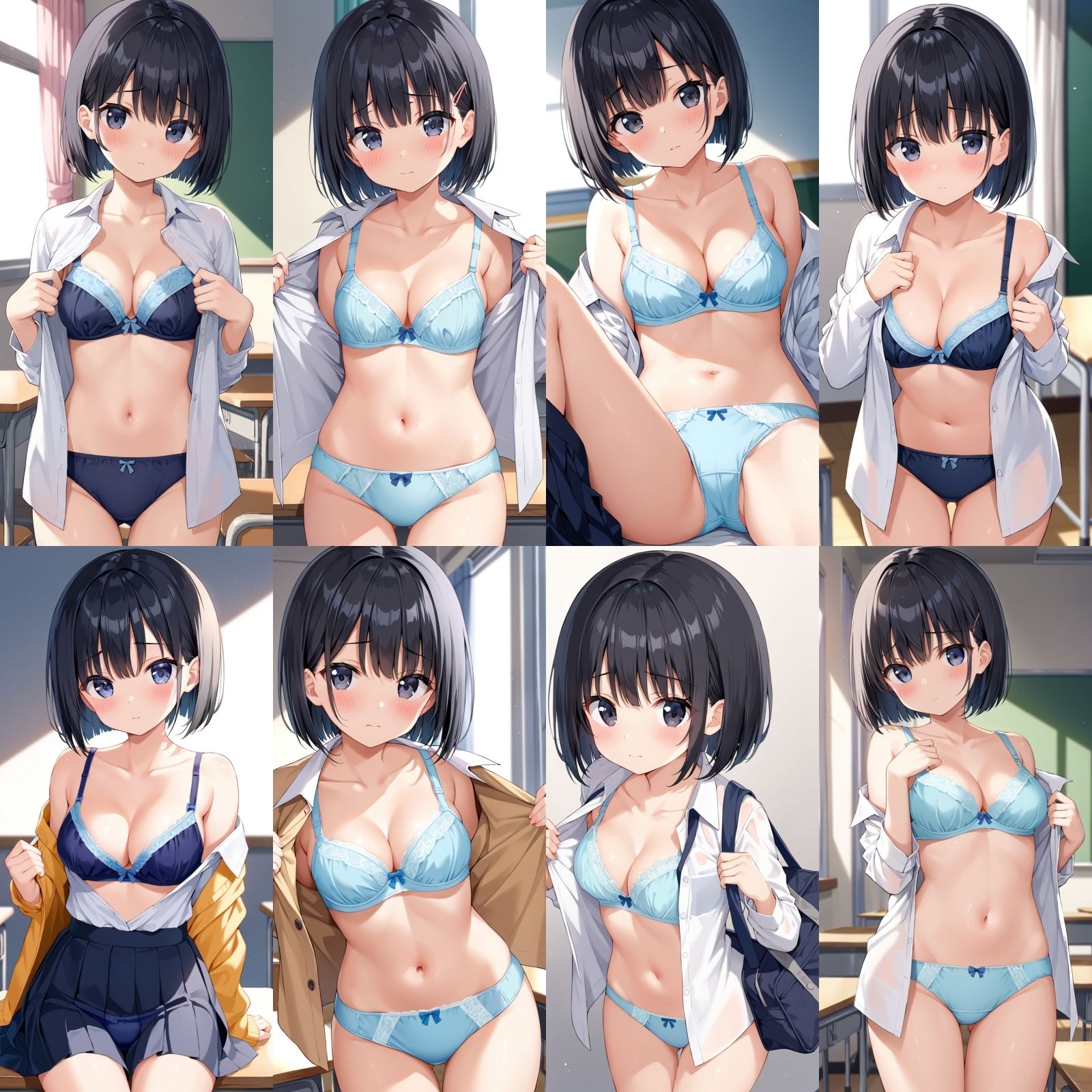 サンプル画像3:教室で脱ぎだす同級生-ボブ編-【500枚】(女子高生) [d_601329]