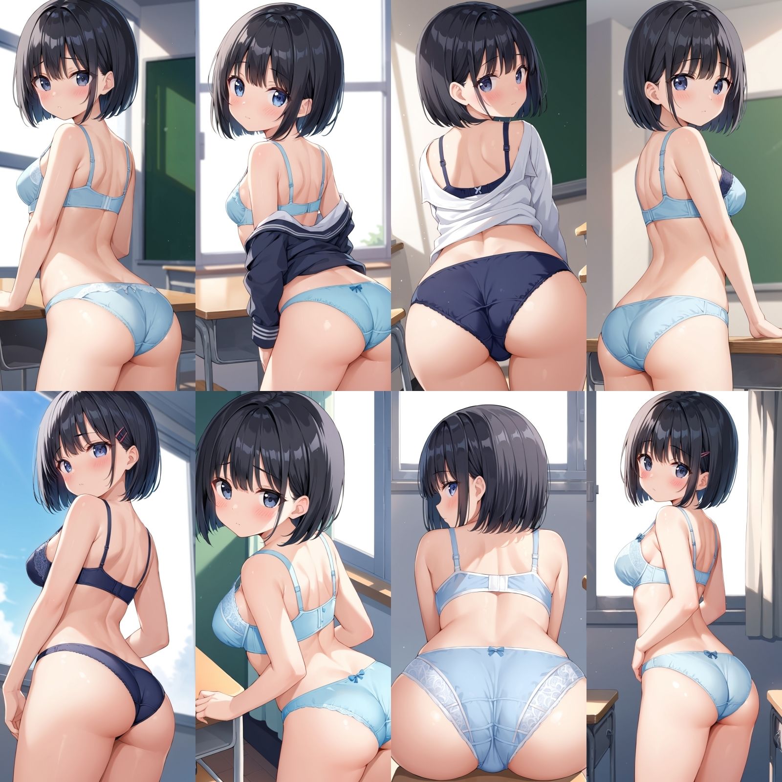 サンプル画像5:教室で脱ぎだす同級生-ボブ編-【500枚】(女子高生) [d_601329]