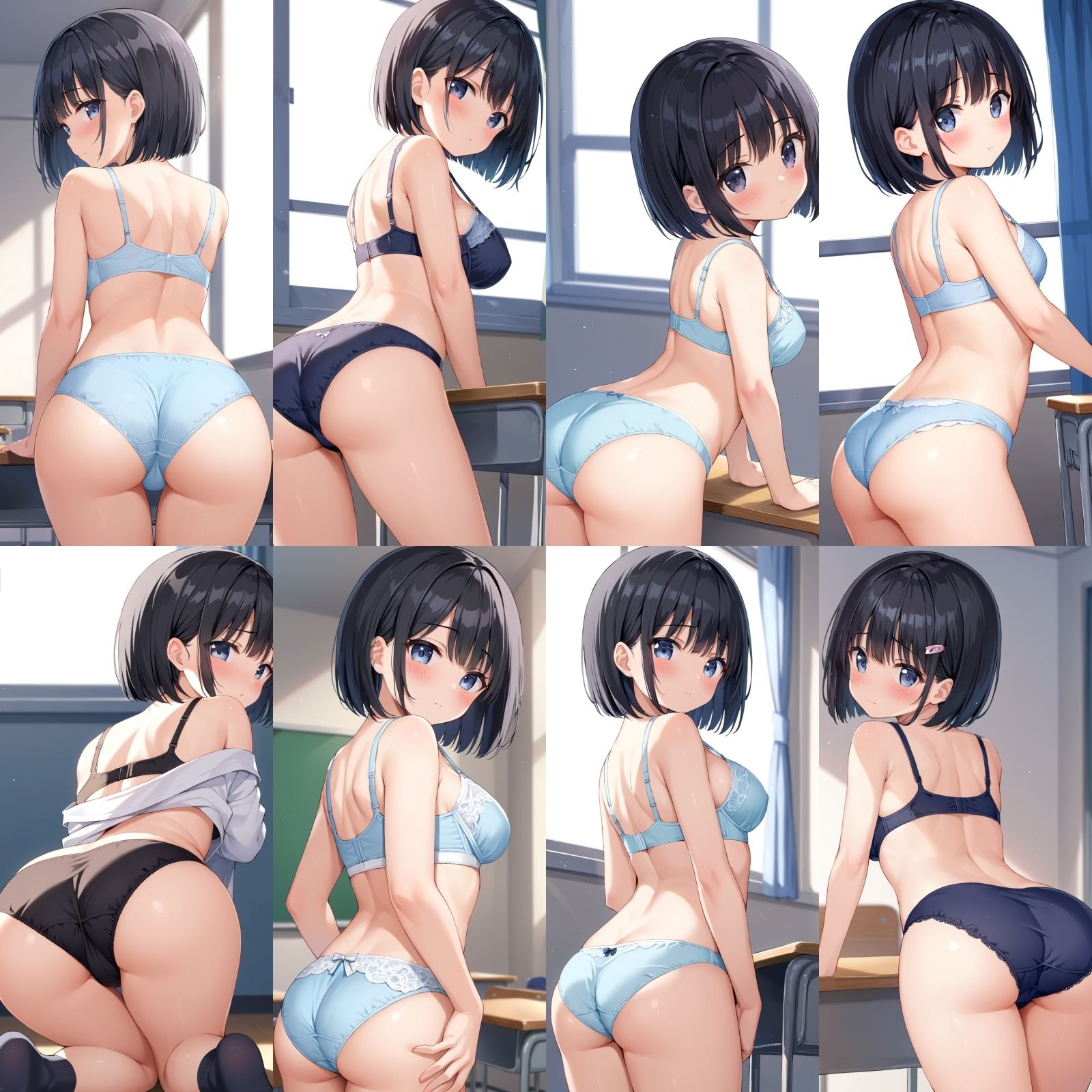 サンプル画像6:教室で脱ぎだす同級生-ボブ編-【500枚】(女子高生) [d_601329]