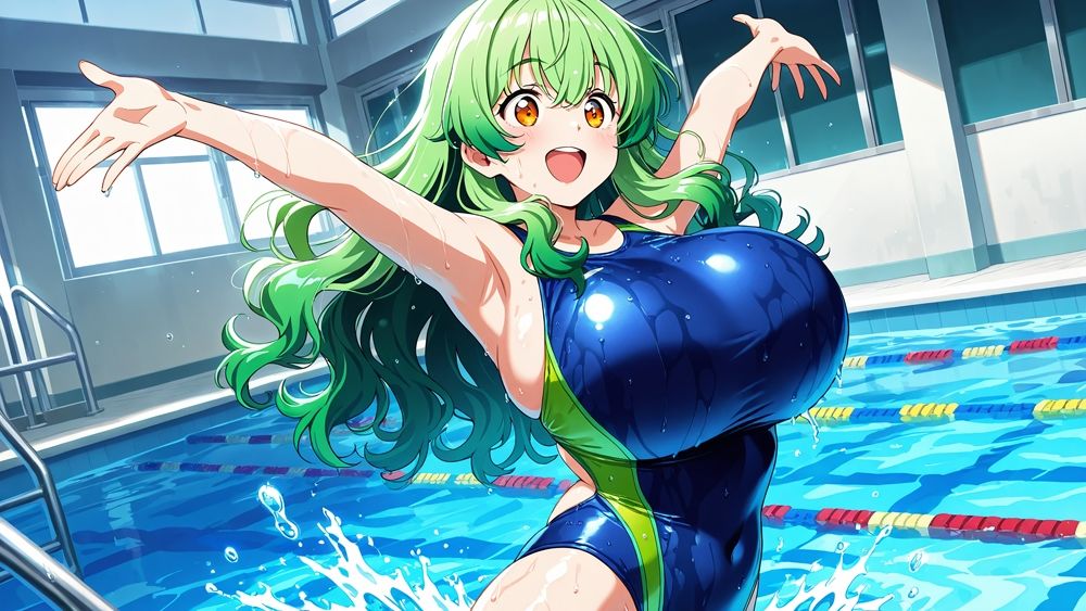 異色髪爆乳水泳部姉妹が顧問教師と孕ませプールレッスン【4K】 画像5