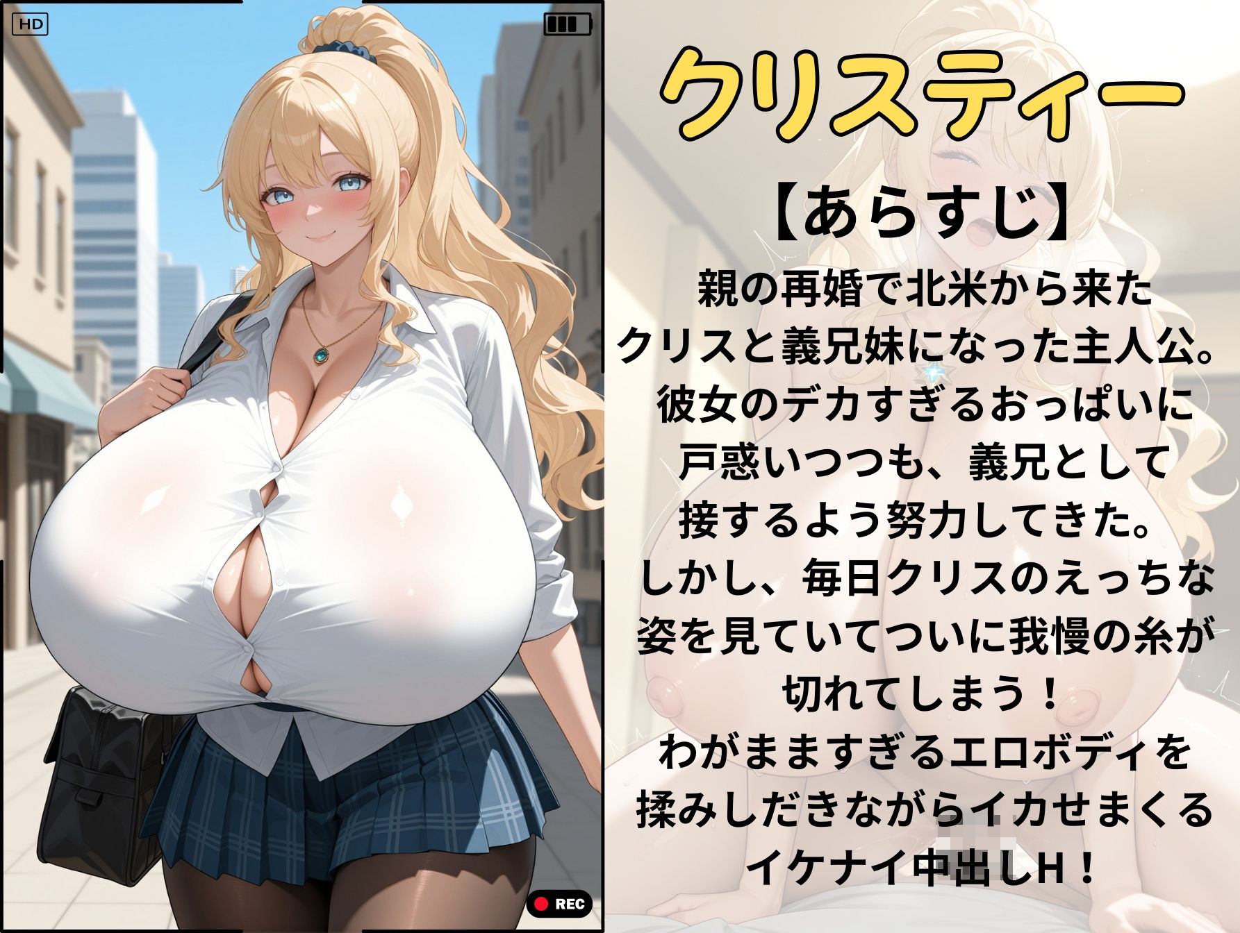 米国産爆乳義妹と生ハメ濃厚セックス 画像1