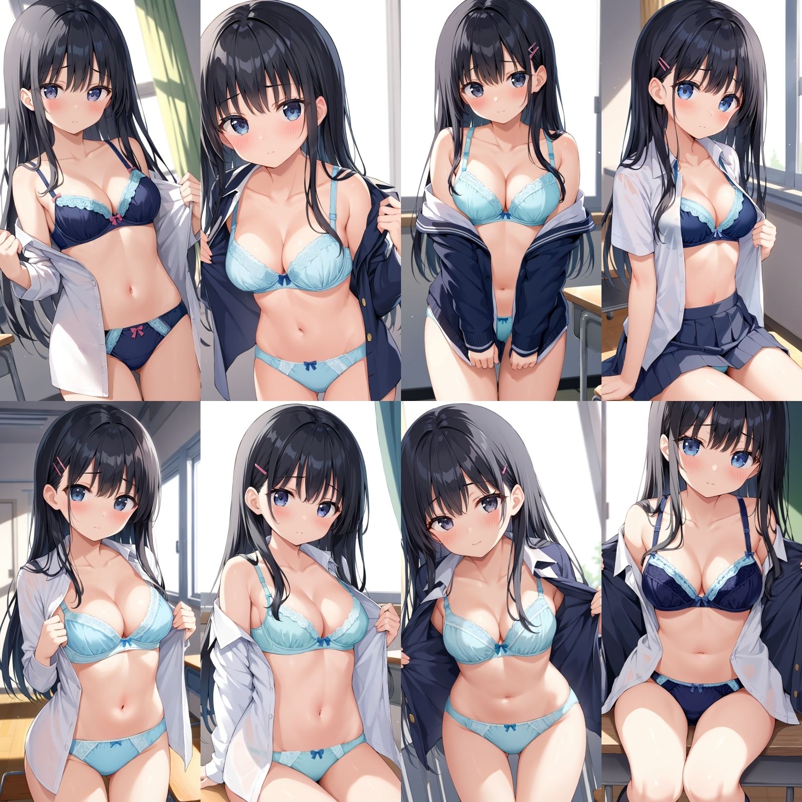 サンプル画像1:教室で脱ぎだす同級生-ロングヘア編-【500枚】(女子高生) [d_602307]