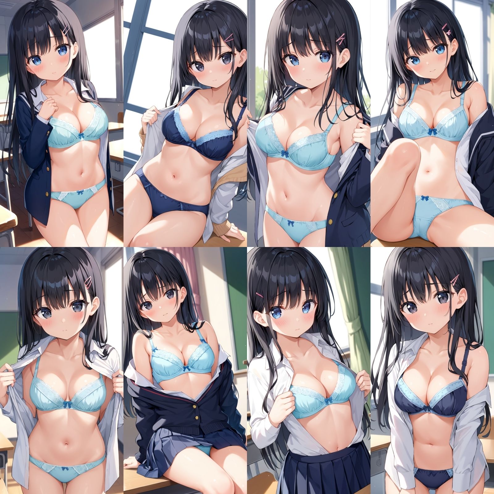 サンプル画像2:教室で脱ぎだす同級生-ロングヘア編-【500枚】(女子高生) [d_602307]