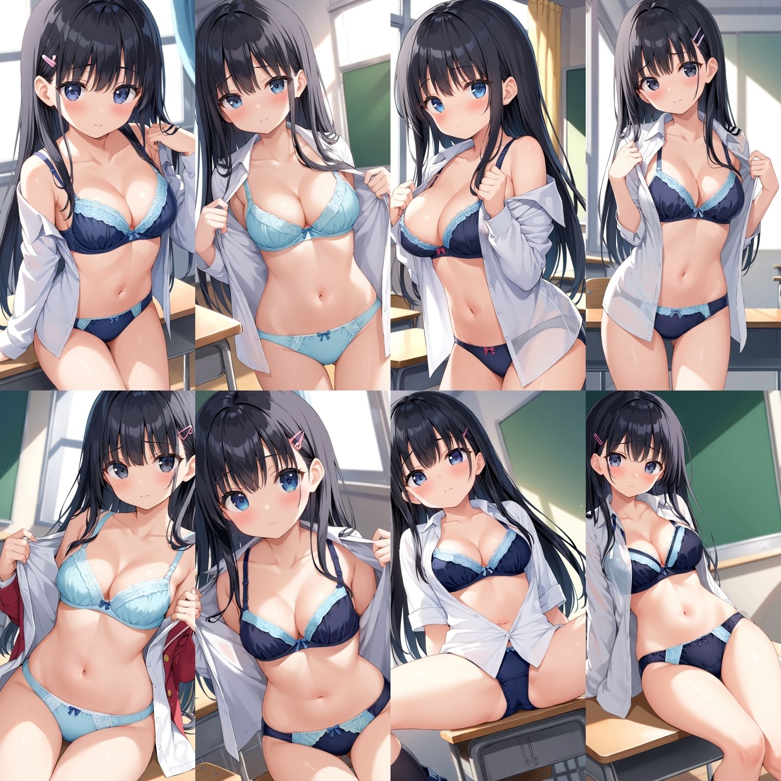 サンプル画像3:教室で脱ぎだす同級生-ロングヘア編-【500枚】(女子高生) [d_602307]