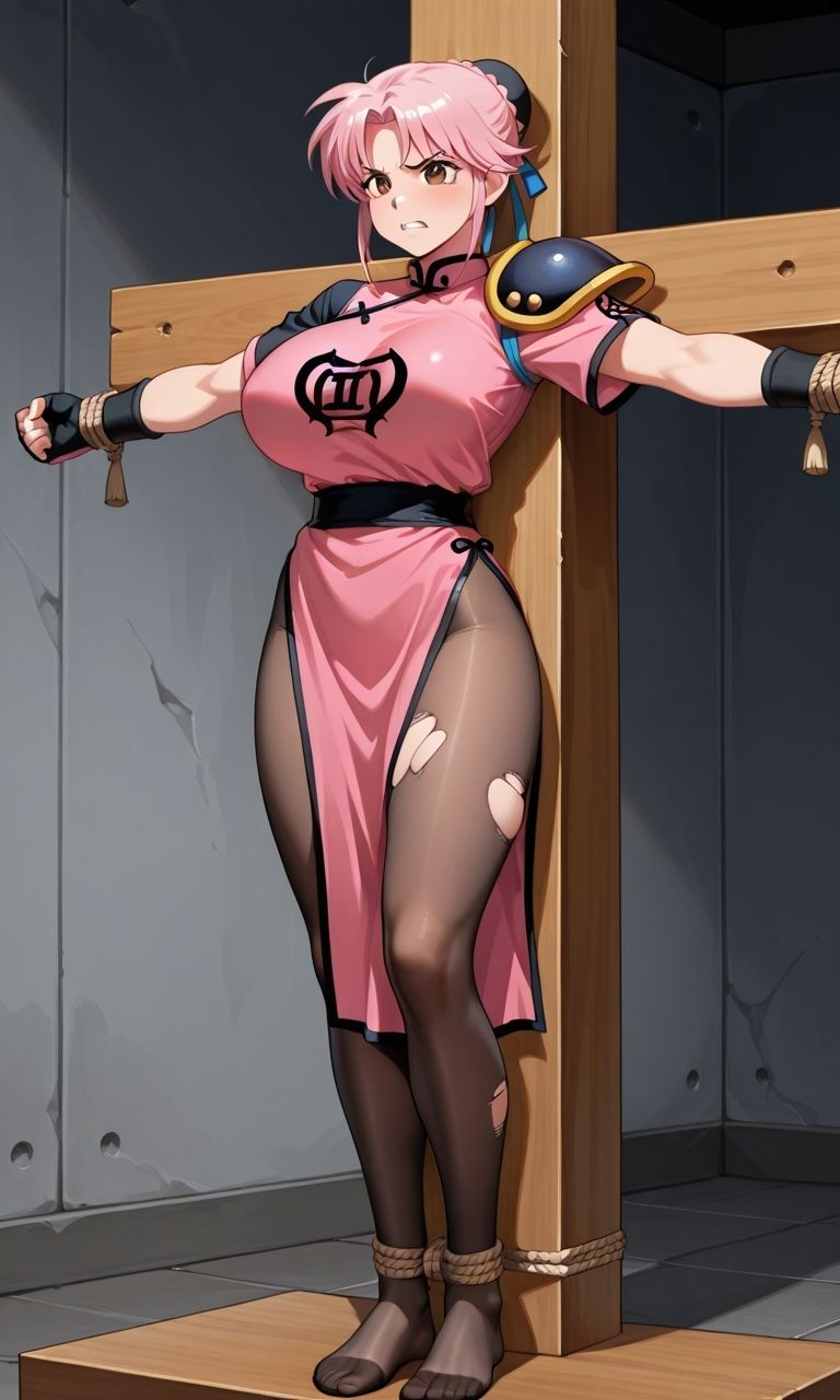 フェチコレ総集編 敗北して捕らえられ、拘束・十字架磔されて弄ばれる4人の美女(不知火舞・マァム・春麗・ティファ)【総枚数1,000枚】 無料画像5