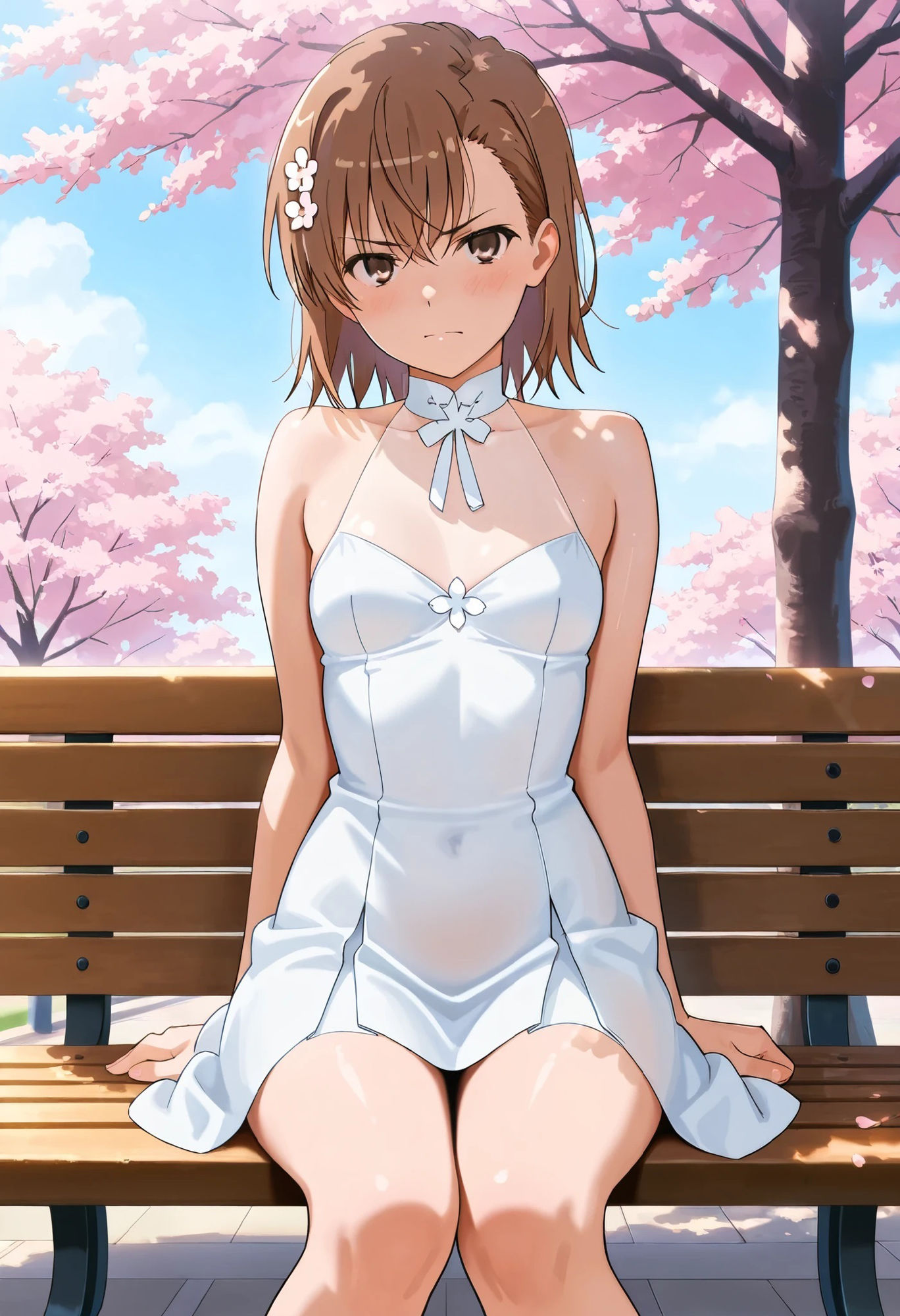 御坂〇琴 セクシー白ワンピースで夜桜えっち 画像4