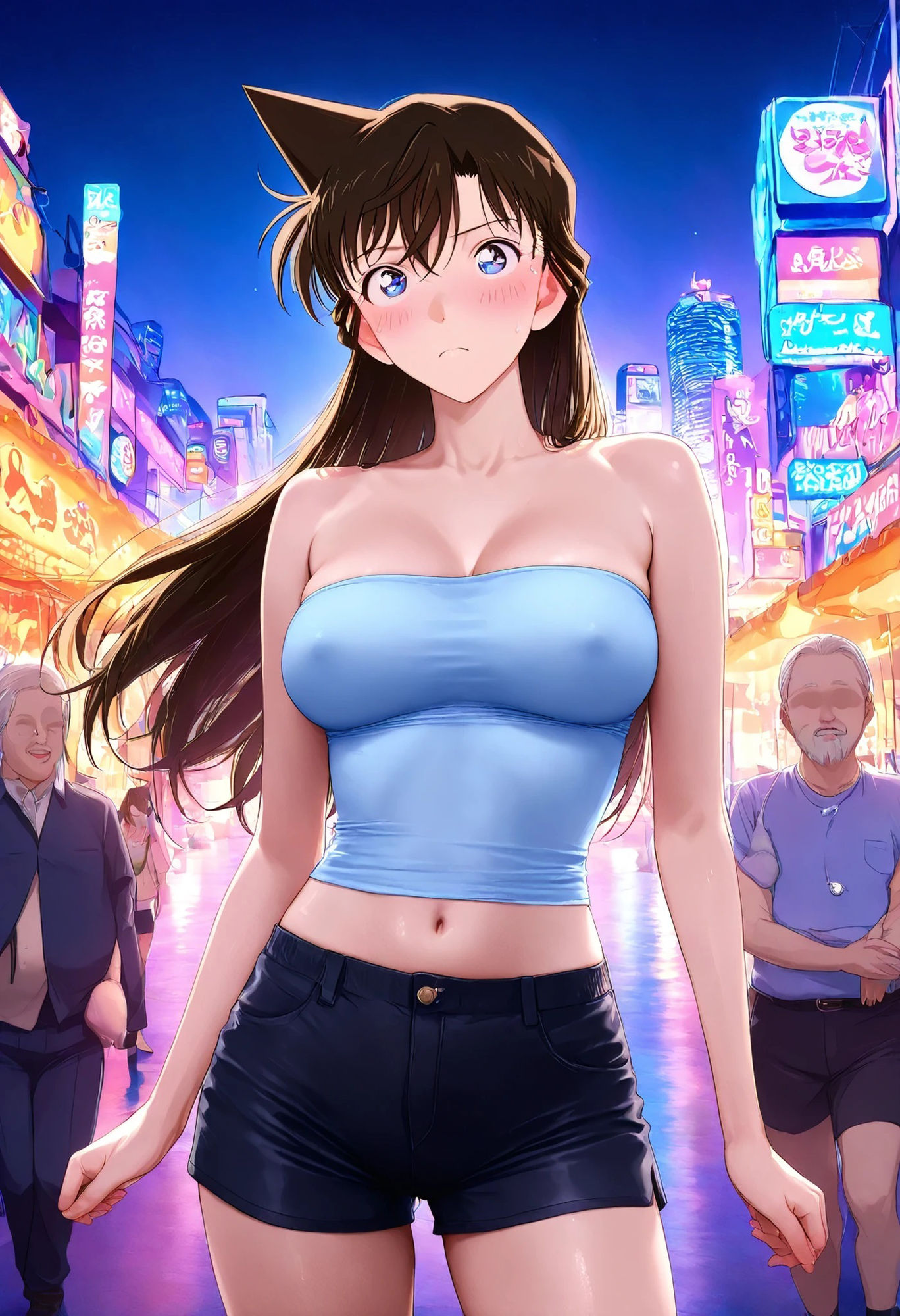 毛〇蘭 チューブトップとショートパンツでおじさんとえっち 画像2