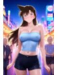 毛〇蘭  チューブトップとショートパンツでおじさんとえっち