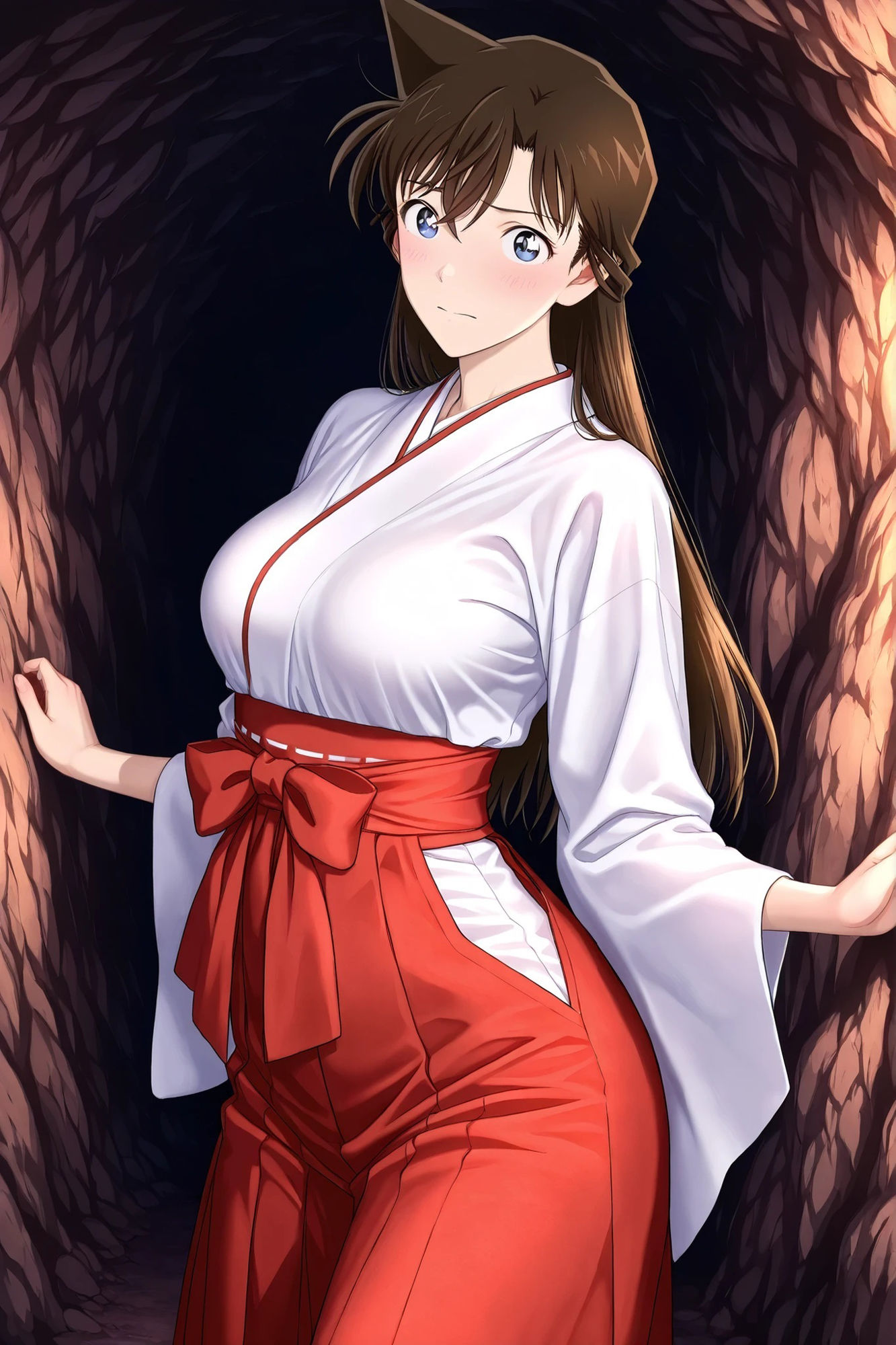 サンプル画像4:毛〇蘭  巫女のアルバイトしたら洞窟でいたずらされた。(HKMアート) [d_602693]