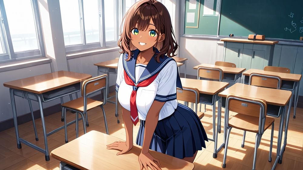 巨乳褐色スク水姉妹が水泳部顧問と濡れ透け孕ませ交尾【4K】 画像3