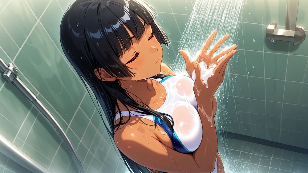 巨乳褐色スク水姉妹が水泳部顧問と濡れ透け孕ませ交尾【4K】 画像6
