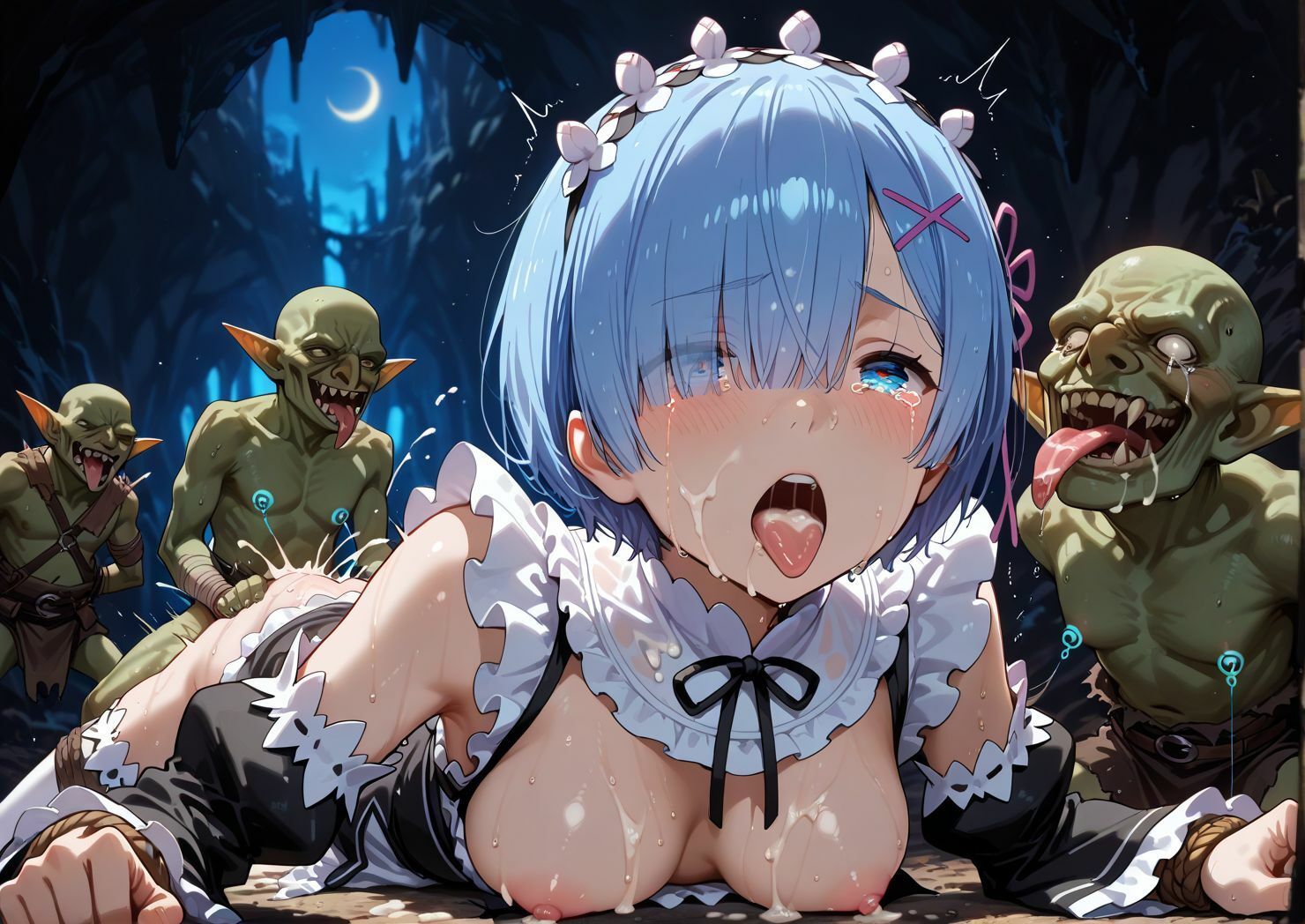 鬼族の美少女が欲情したゴブリンたちの餌食に…止まらない絶倫ゴブリンによる中出しとぶっかけ地獄 画像7