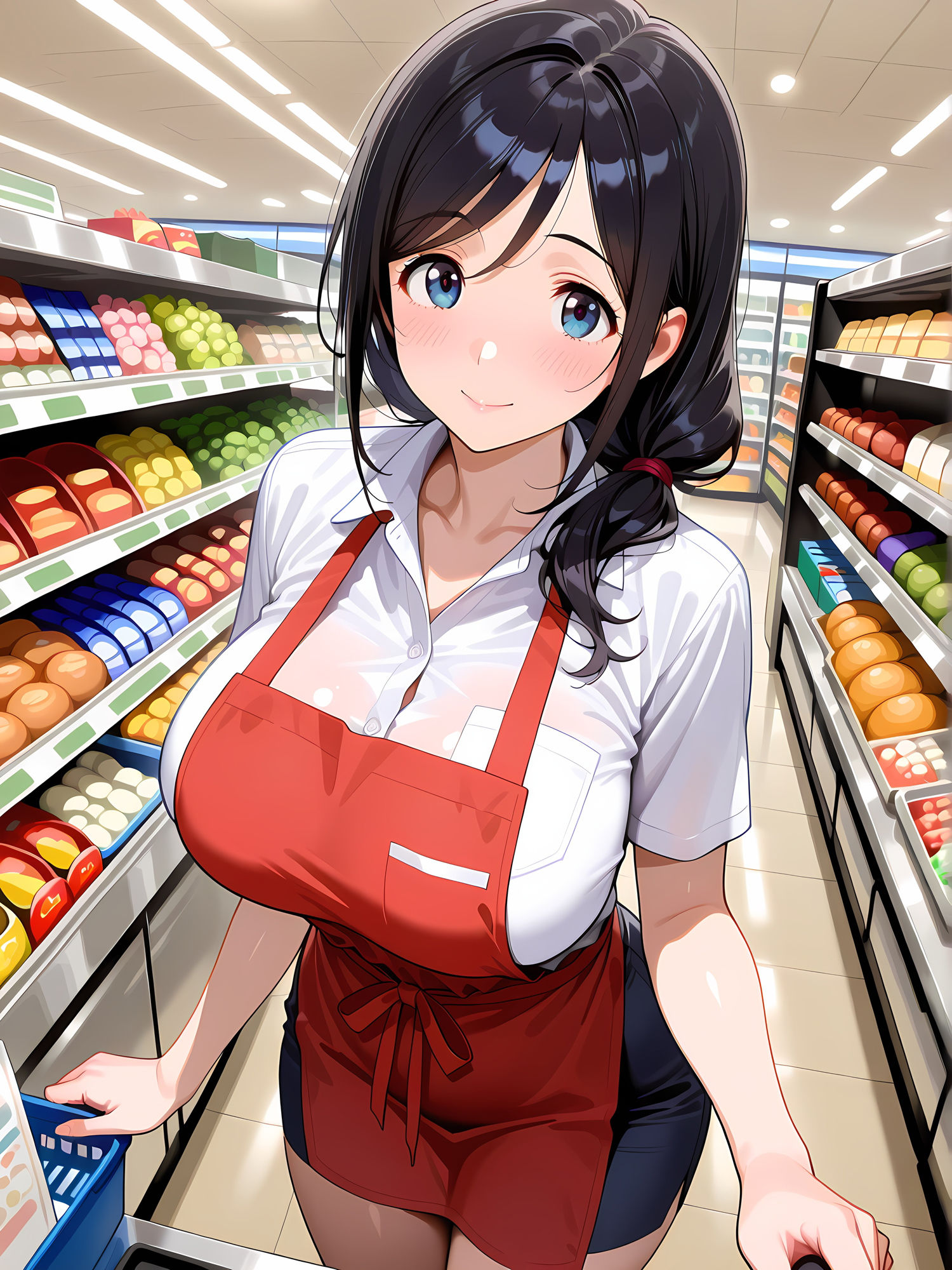 サンプル画像1:スーパー店員のお姉さんとイチャイチャ(にょすらもっち) [d_603656]