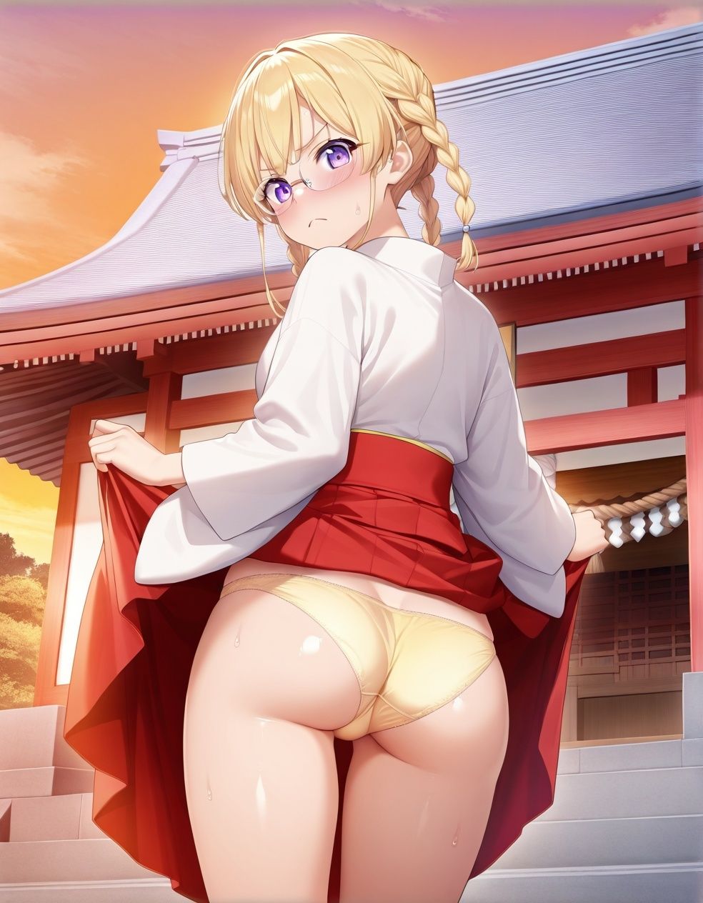 嫌な顔でパンツ見せてくる巫女 画像9