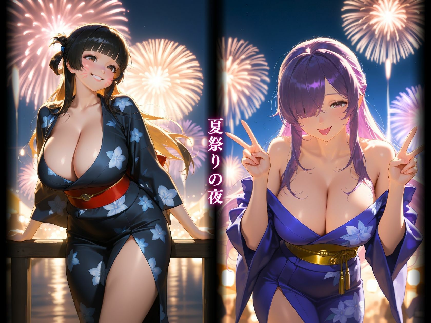 夏祭りの華浴衣巨乳美女 画像1