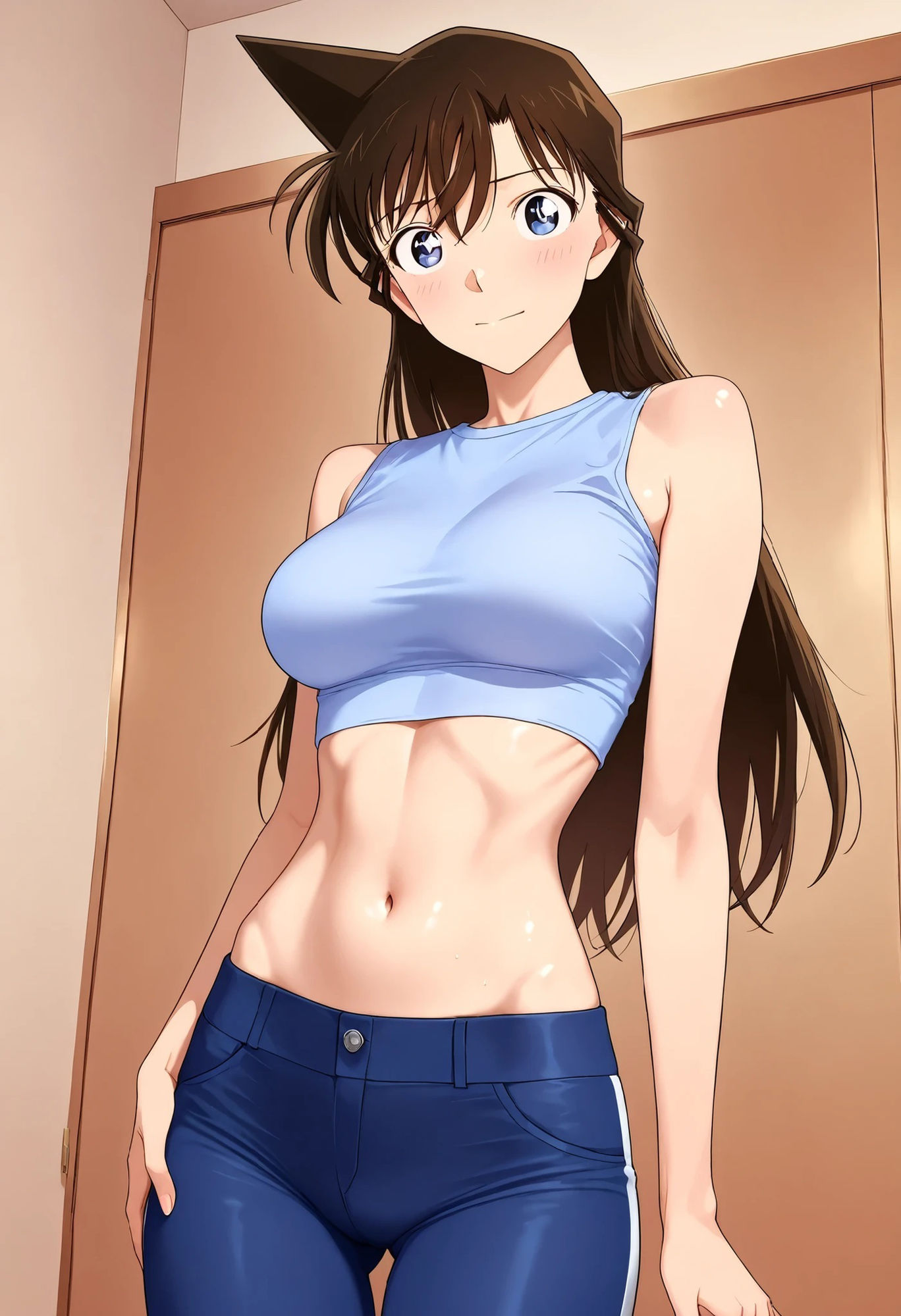 毛〇蘭 スキニーパンツとへそ出し 画像2