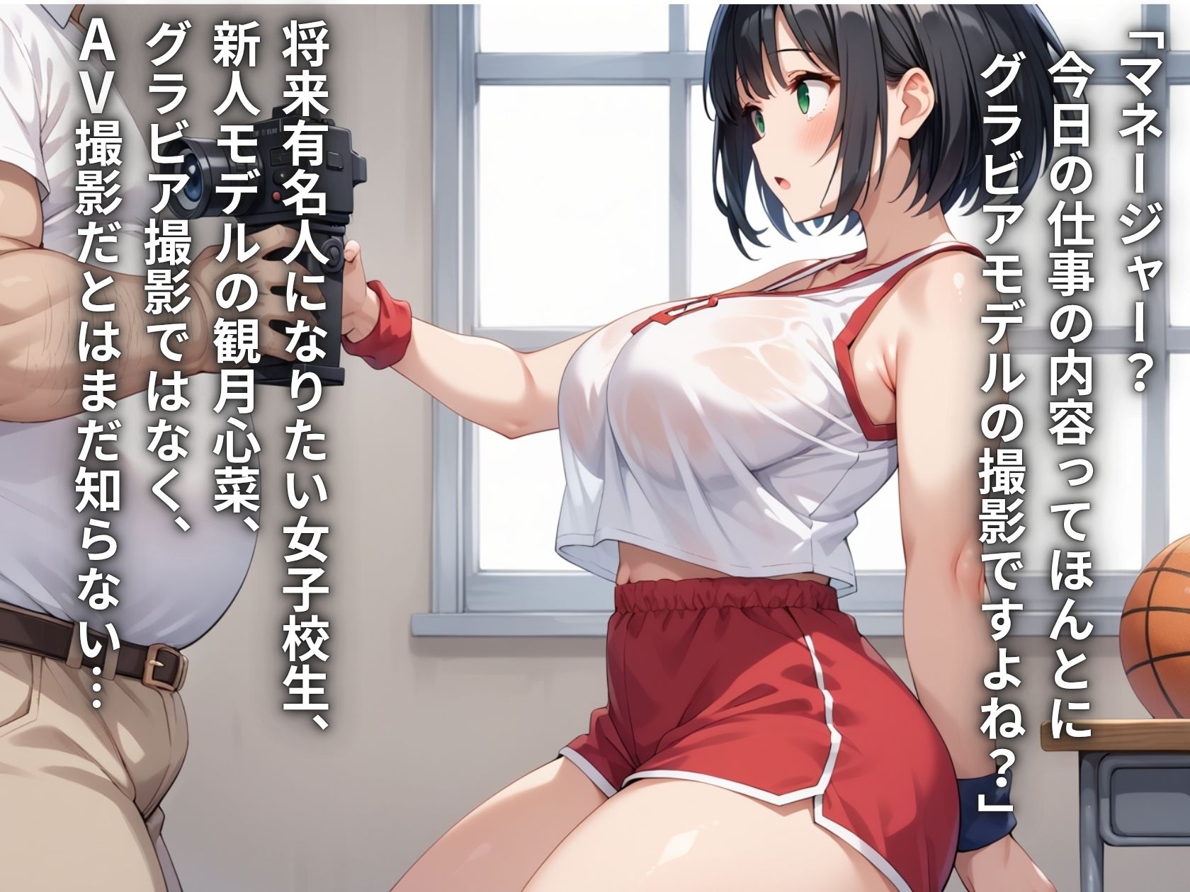 サンプル画像1:芸能事務所にグラビアと騙されてAVデビュー？！バスケ部JK生ハメ種付けプレス(そいやっさ) [d_604204]