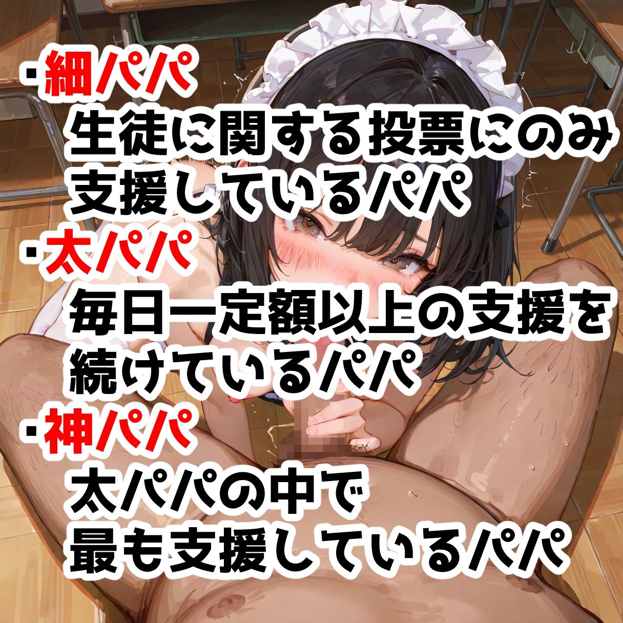 サンプル画像2:パパ活学園〜莫大な支援金とパパへの見返り〜(サーモン味の体温計) [d_604302]