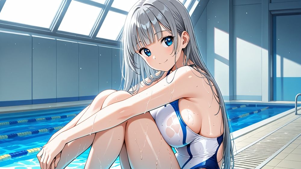 爆乳白スク水美女が強豪コーチと種付け中出し交尾【4K】 画像5