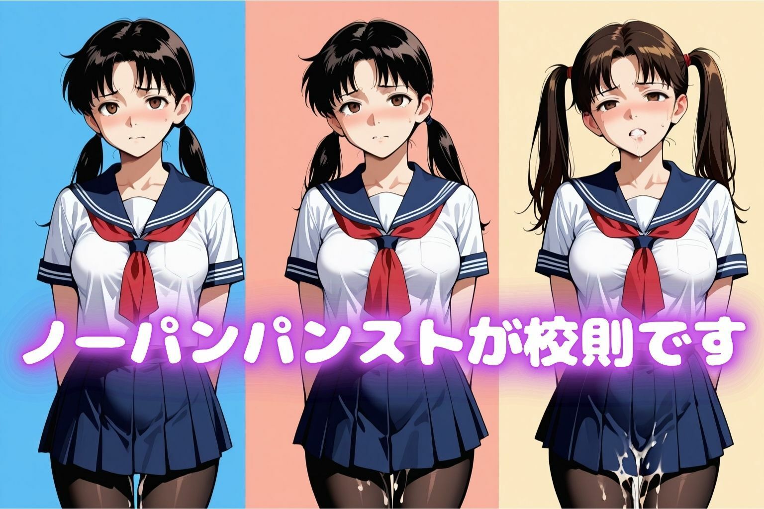 サンプル画像1:校則がノーパン黒パンストの学園どぉ？逆痴●処女  先に出させる最強少女(あらびきコショウ) [d_604644]