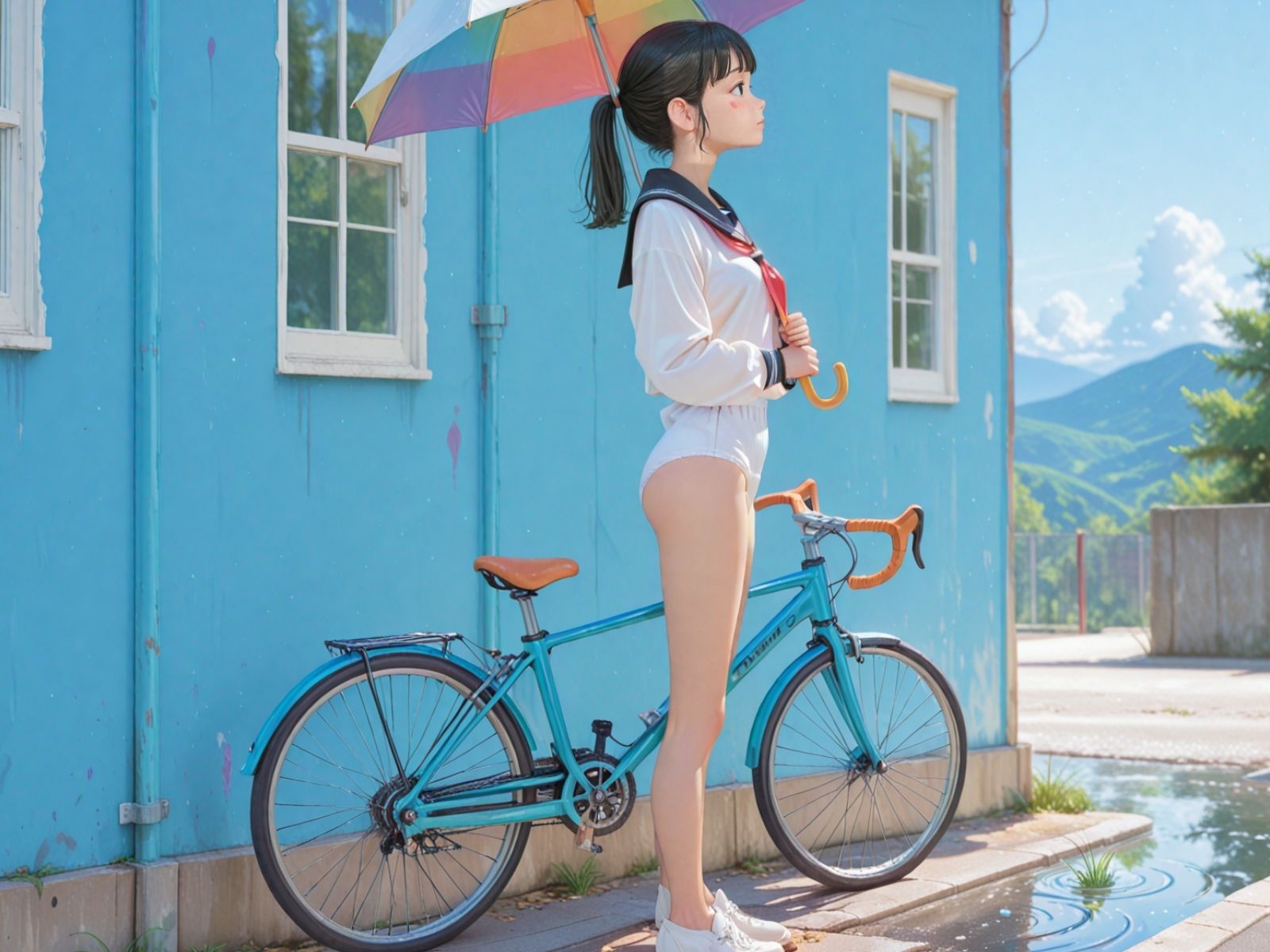 自転車女子校生 食い込み パンチラ 画像2