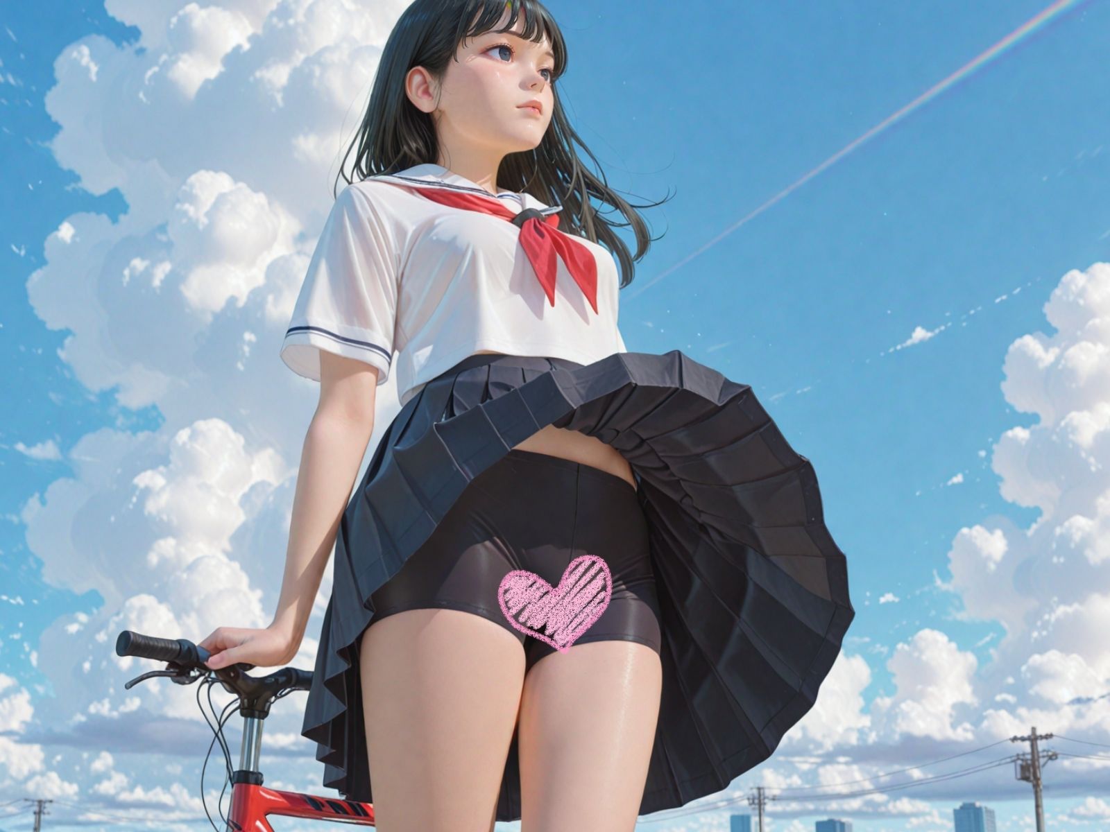 自転車女子校生 食い込み パンチラ 画像3