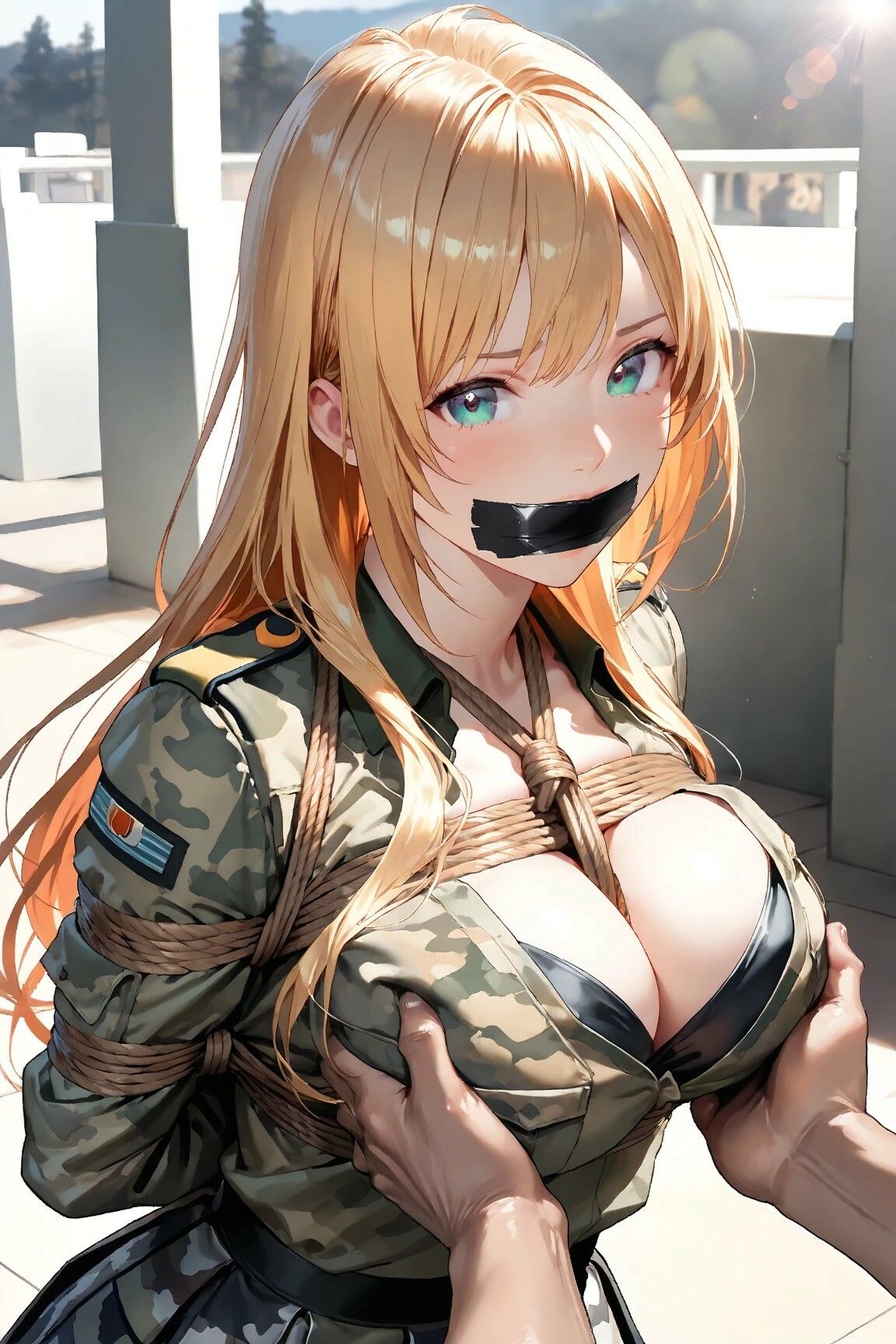 サンプル画像1:【女兵士緊縛陵●】戦場の女神、捕虜調教と裏切りのW地獄(緊縛同人) [d_605447]