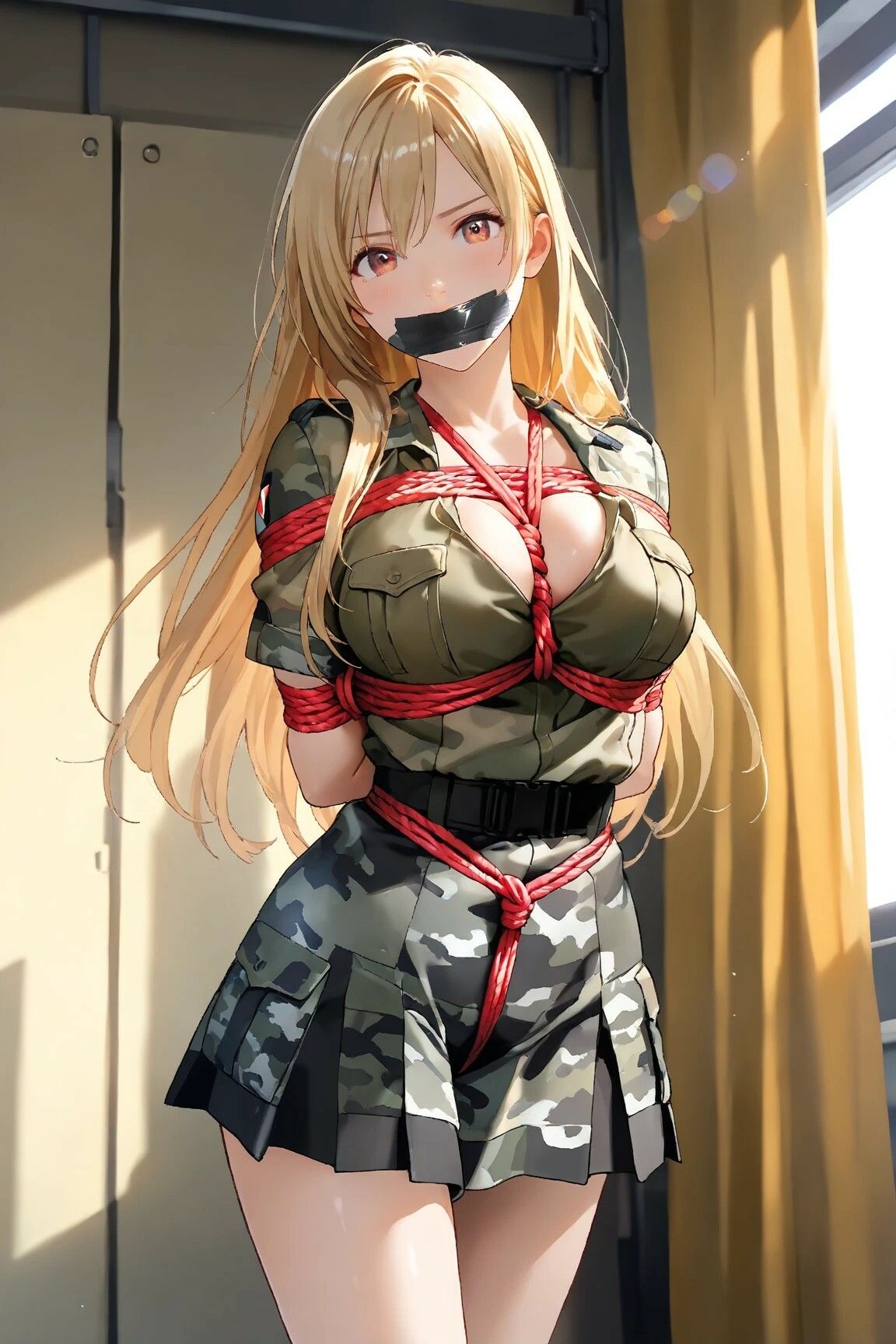 サンプル画像5:【女兵士緊縛陵●】戦場の女神、捕虜調教と裏切りのW地獄(緊縛同人) [d_605447]