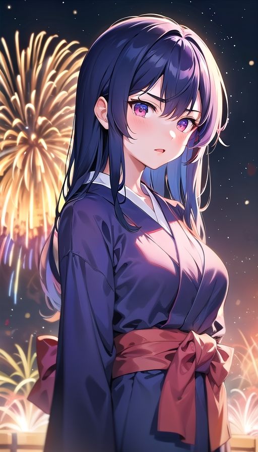 サンプル画像2:青髪ツンデレ夏祭り(くろめあい) [d_605495]