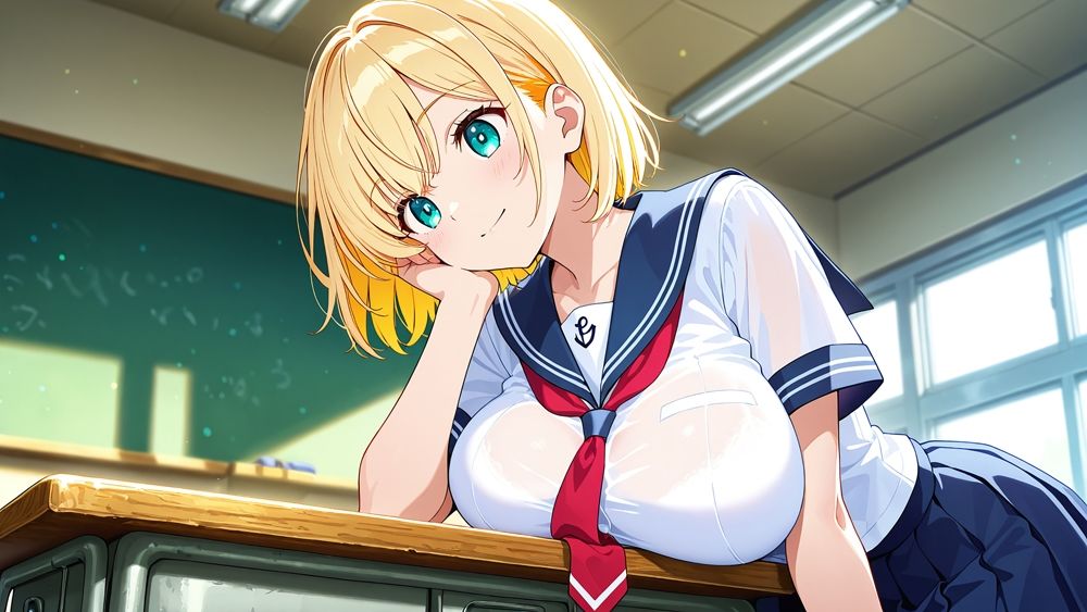 巨乳金髪紫髪水泳美少女が顧問と濡れたプールで種付け交尾【4K】 画像2