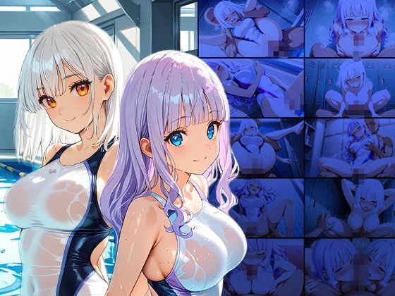 サンプル画像1:白髪紫髪の爆乳水泳部が顧問教師と白スク水で中出し交尾【4K】(ニート印刷所) [d_605672]