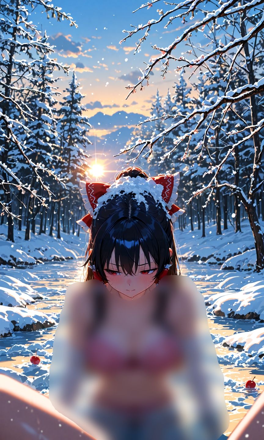 霊夢ちゃんのえっちな写真集vol.22〜春の雪の朝の川編〜 サンプル1