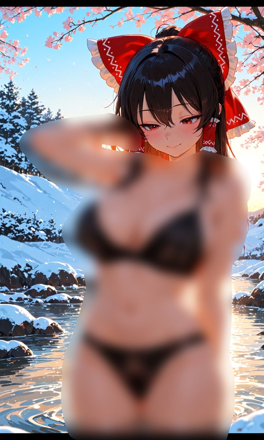 霊夢ちゃんのえっちな写真集vol.22〜春の雪の朝の川編〜 サンプル3