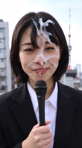 サンプル画像2:顔射後の余韻 – ニュースキャスター編 Vol.1(FacialDreams) [d_606093]