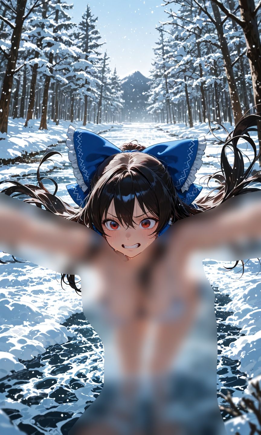 霊夢ちゃんのえっちな写真集vol.23〜春の雪の昼の川編〜 画像1