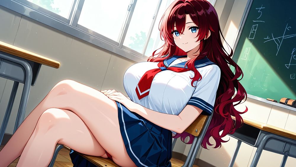 ピンク×赤髪爆乳スク水姉妹が顧問と放課後中出し濡れ透け特訓【4K】 画像3