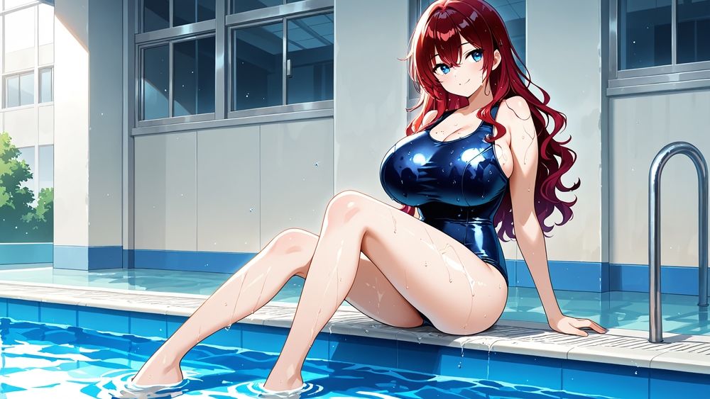 ピンク×赤髪爆乳スク水姉妹が顧問と放課後中出し濡れ透け特訓【4K】 画像5