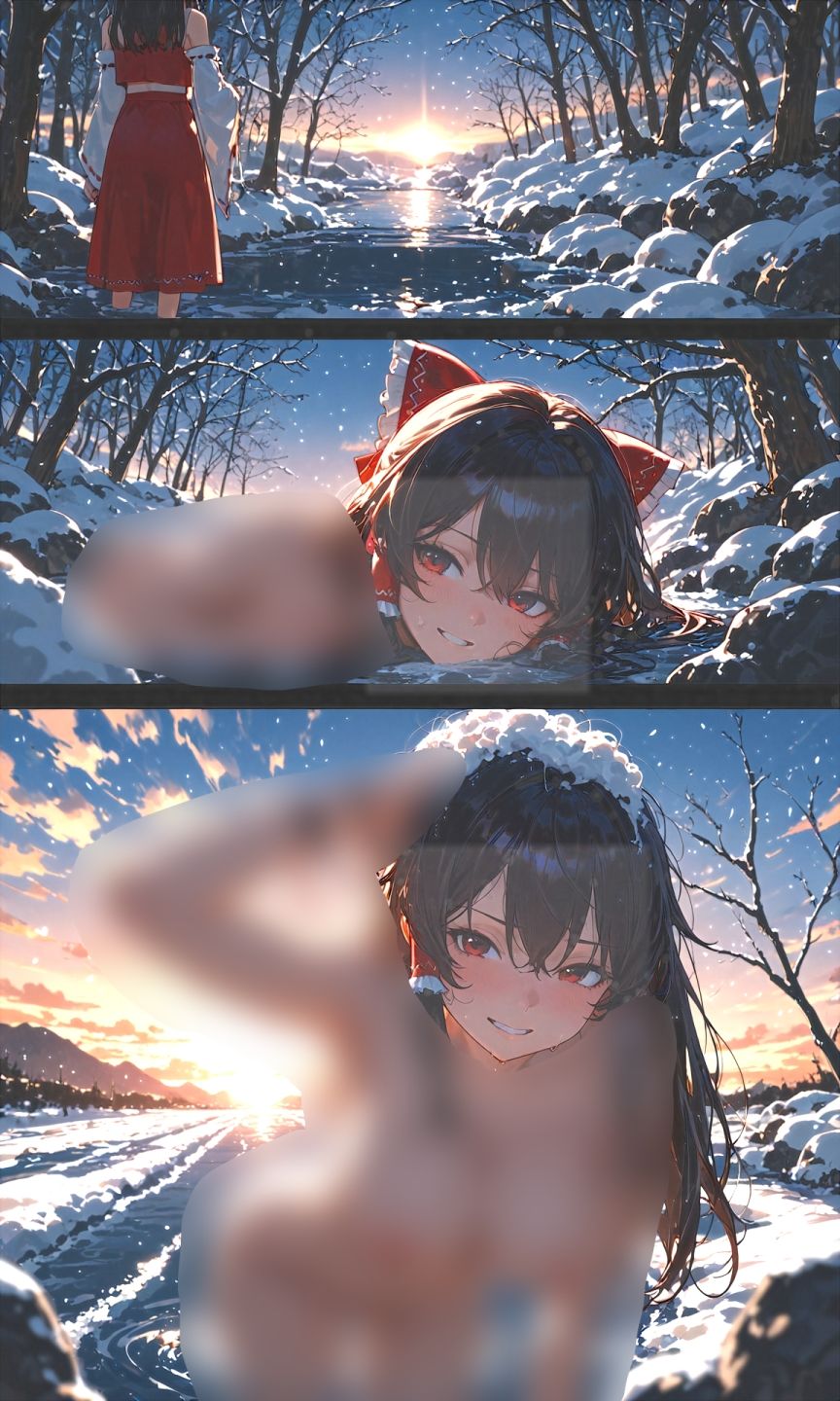 霊夢ちゃんのえっちな写真集vol.24〜春の雪の夕方の川編〜 画像2