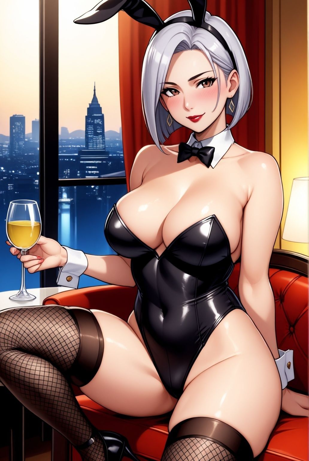 スナックの密室で 〜熟女バニーと網タイツの悦楽〜 画像1