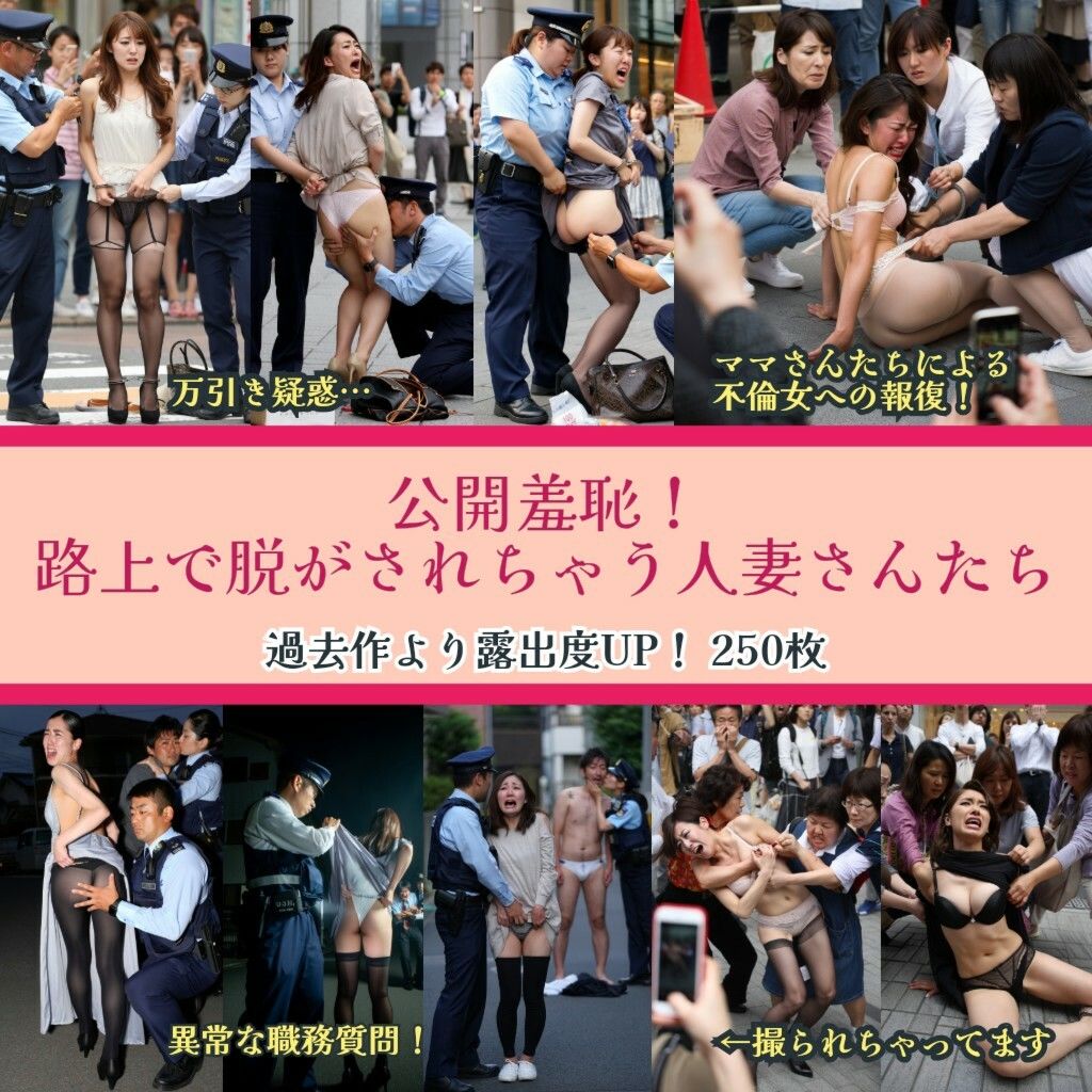 公開羞恥!路上で脱がされちゃう人妻さんたち 画像1