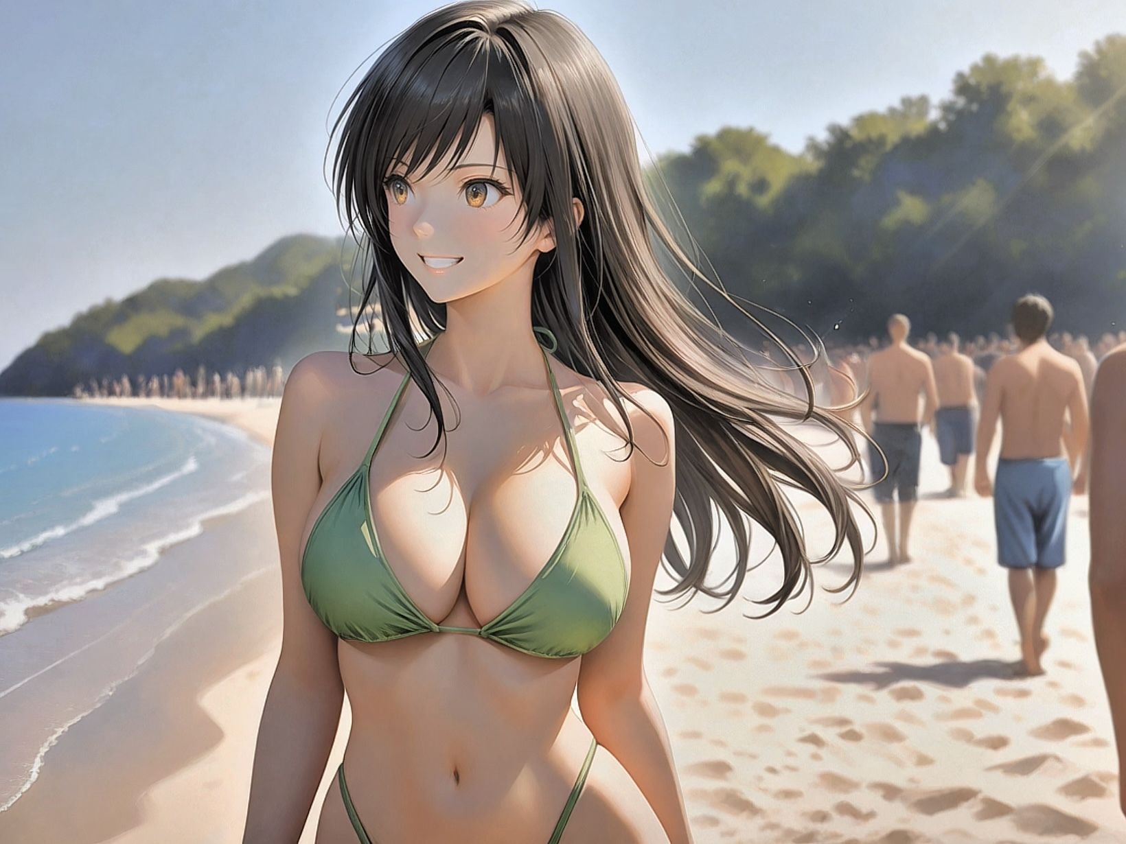 サンプル画像2:催●アプリでヒロインを好き放題〜ビーチで乱れまくる古手川唯〜(とろんと) [d_607229]