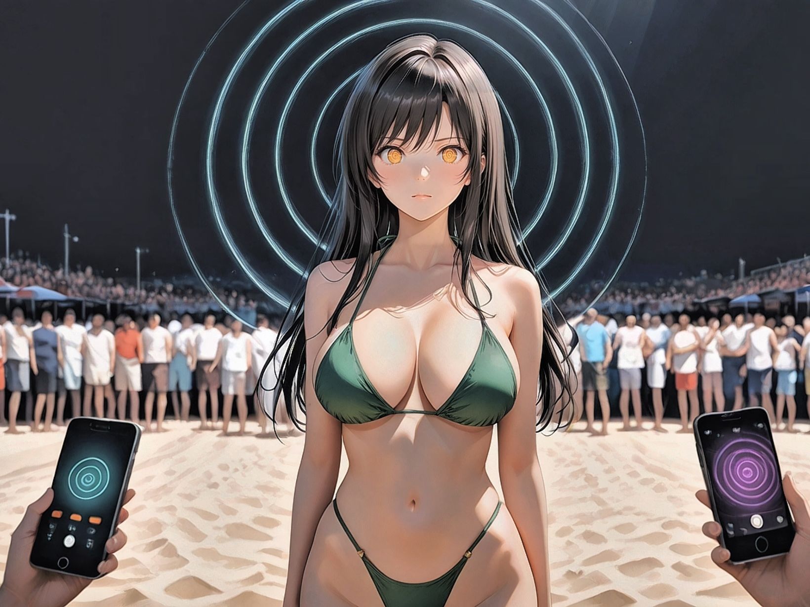 サンプル画像4:催●アプリでヒロインを好き放題〜ビーチで乱れまくる古手川唯〜(とろんと) [d_607229]